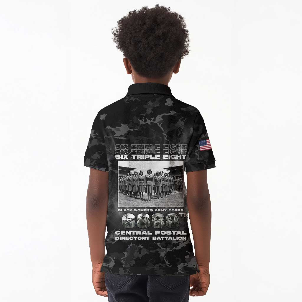 African American Heroes Kid Polo Shirt Six Triple Eight - Camo Style