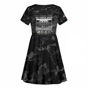 African American Heroes Kid Short Sleeve Dress Six Triple Eight - Camo Style