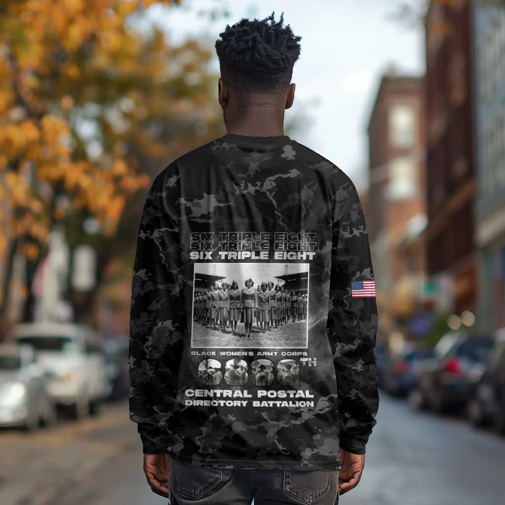 African American Heroes Long Sleeve Shirt Six Triple Eight - Camo Style
