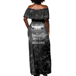African American Heroes Off Shoulder Maxi Dress Six Triple Eight - Camo Style