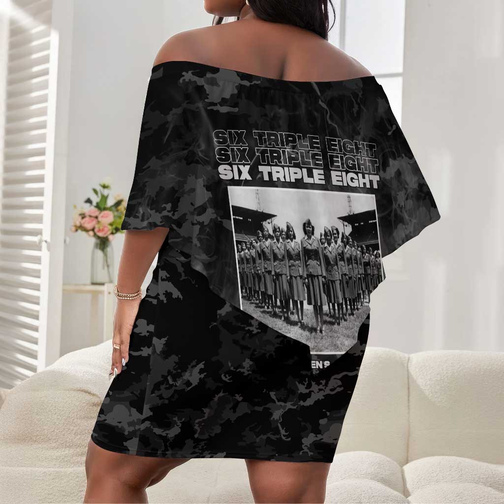 African American Heroes Off Shoulder Short Dress Six Triple Eight - Camo Style