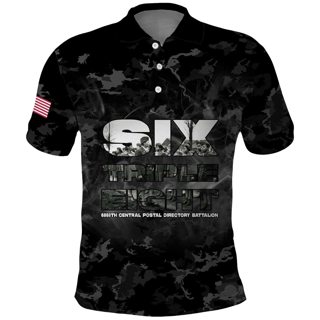 African American Heroes Polo Shirt Six Triple Eight - Camo Style