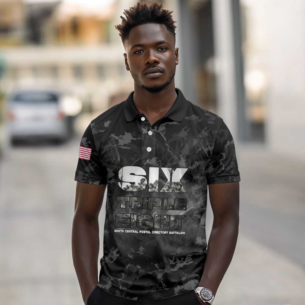 African American Heroes Polo Shirt Six Triple Eight - Camo Style
