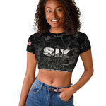 African American Heroes Raglan Cropped T shirt Six Triple Eight - Camo Style
