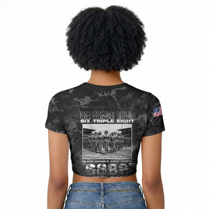 African American Heroes Raglan Cropped T shirt Six Triple Eight - Camo Style