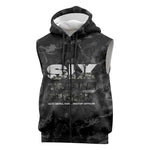 African American Heroes Sleeveless Zip Hoodie Six Triple Eight - Camo Style