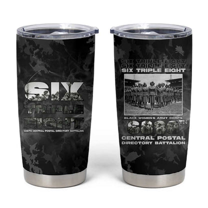 African American Heroes Tumbler Cup Six Triple Eight - Camo Style
