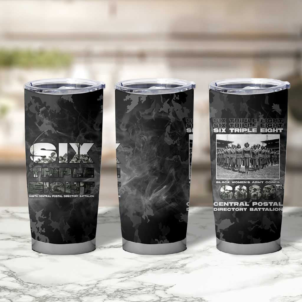 African American Heroes Tumbler Cup Six Triple Eight - Camo Style