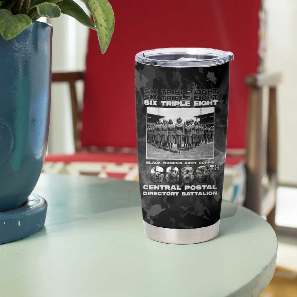 African American Heroes Tumbler Cup Six Triple Eight - Camo Style