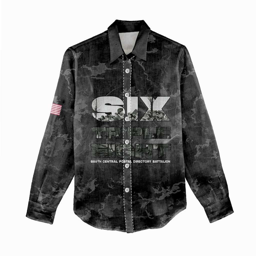 African American Heroes Women Casual Shirt Six Triple Eight - Camo Style