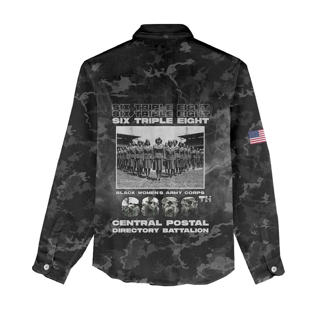 African American Heroes Women Casual Shirt Six Triple Eight - Camo Style