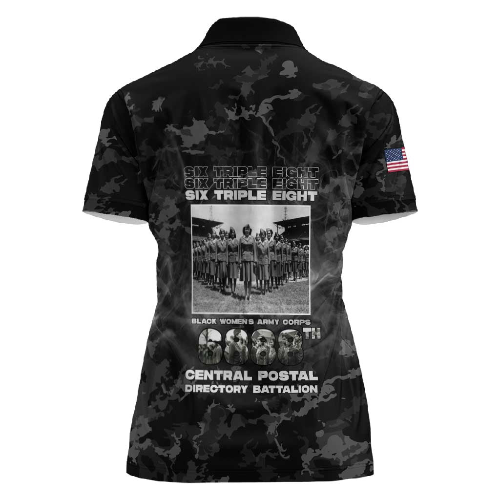 African American Heroes Women Polo Shirt Six Triple Eight - Camo Style