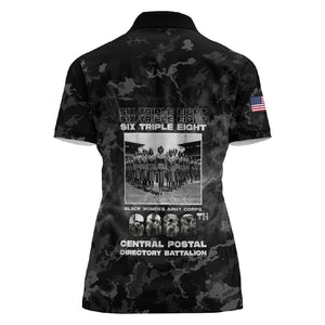 African American Heroes Women Polo Shirt Six Triple Eight - Camo Style