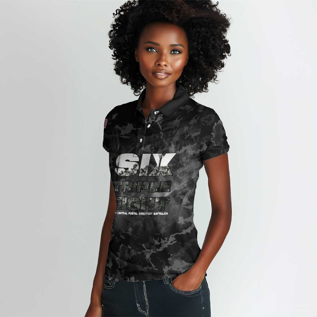 African American Heroes Women Polo Shirt Six Triple Eight - Camo Style