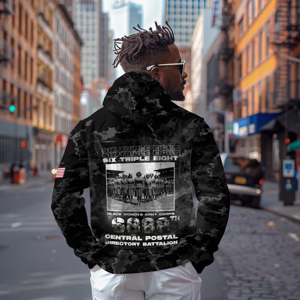 African American Heroes Zip Hoodie Six Triple Eight - Camo Style