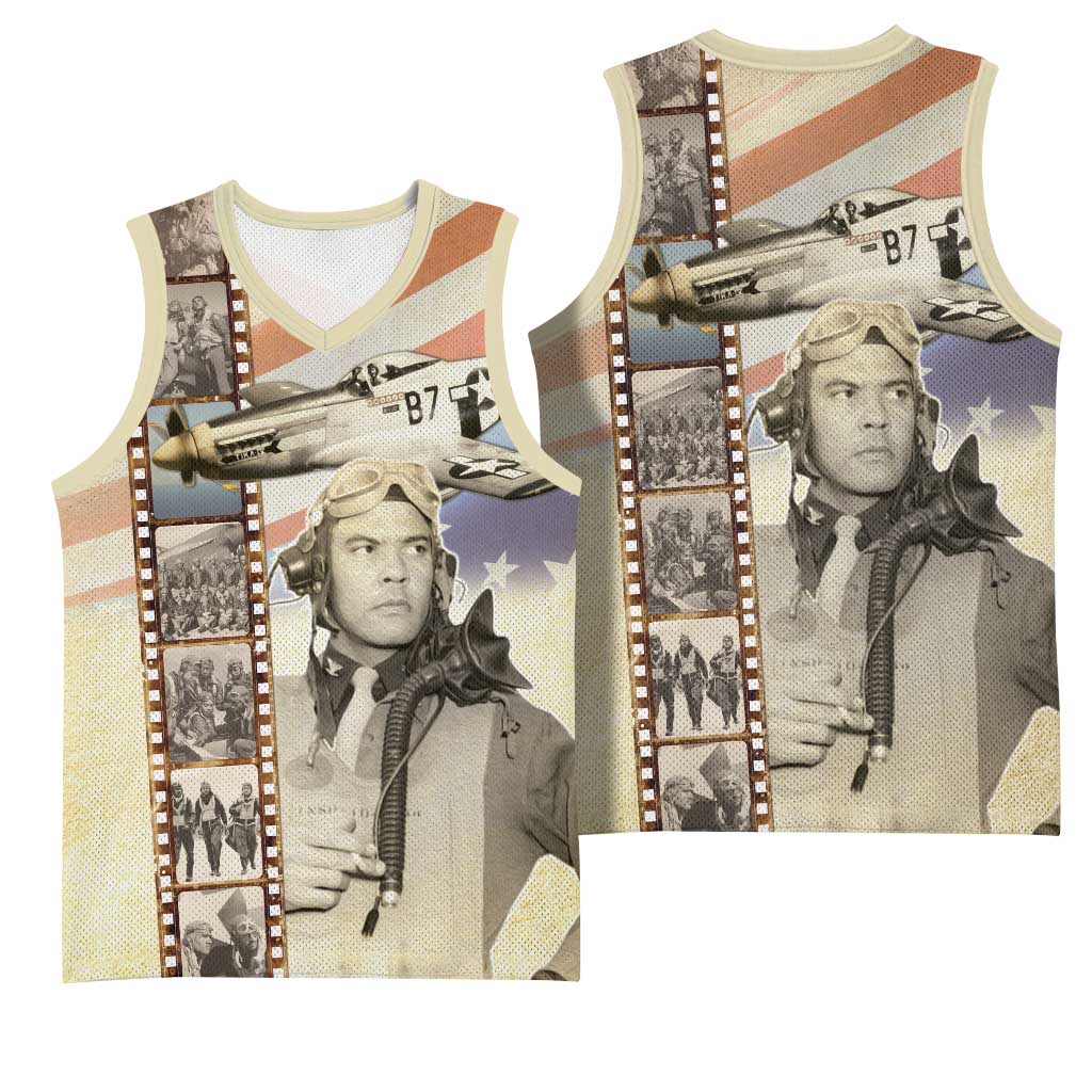 Tuskegee Airmen Basketball Jersey Red Tail Legacy Film Striped Style