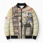 Tuskegee Airmen Bomber Puffer Jacket Red Tail Legacy Film Striped Style