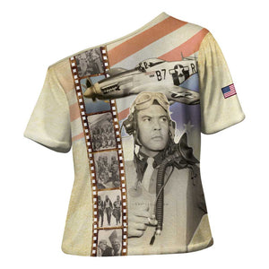 Tuskegee Airmen Cross Shoulder Shirt Red Tail Legacy Film Striped Style