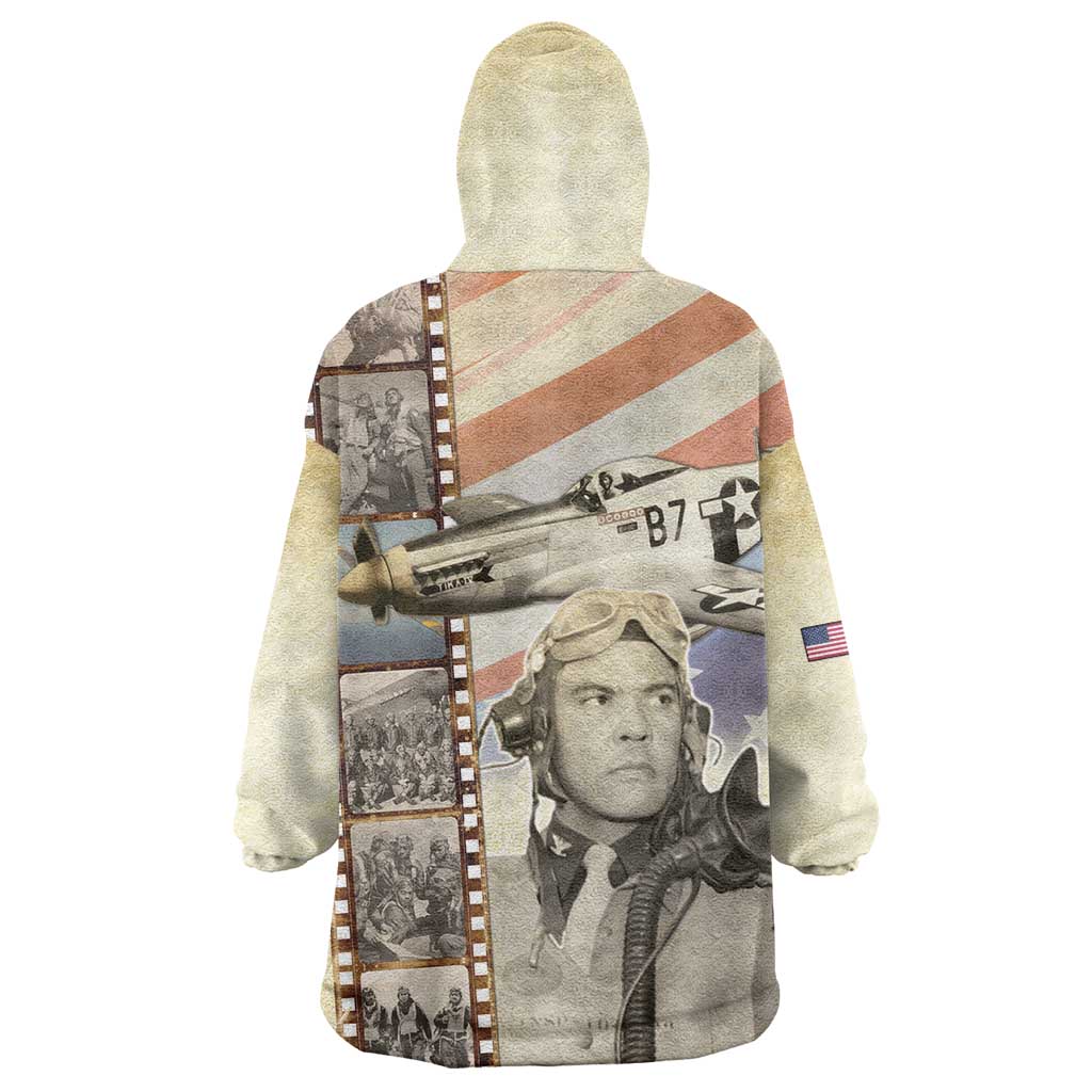 Tuskegee Airmen Kid Wearable Blanket Hoodie Red Tail Legacy Film Striped Style