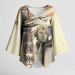 Tuskegee Airmen Kimono Sleeve Blouse Red Tail Legacy Film Striped Style