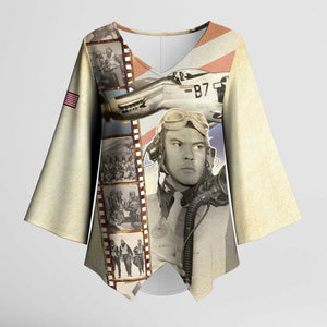 Tuskegee Airmen Kimono Sleeve Blouse Red Tail Legacy Film Striped Style