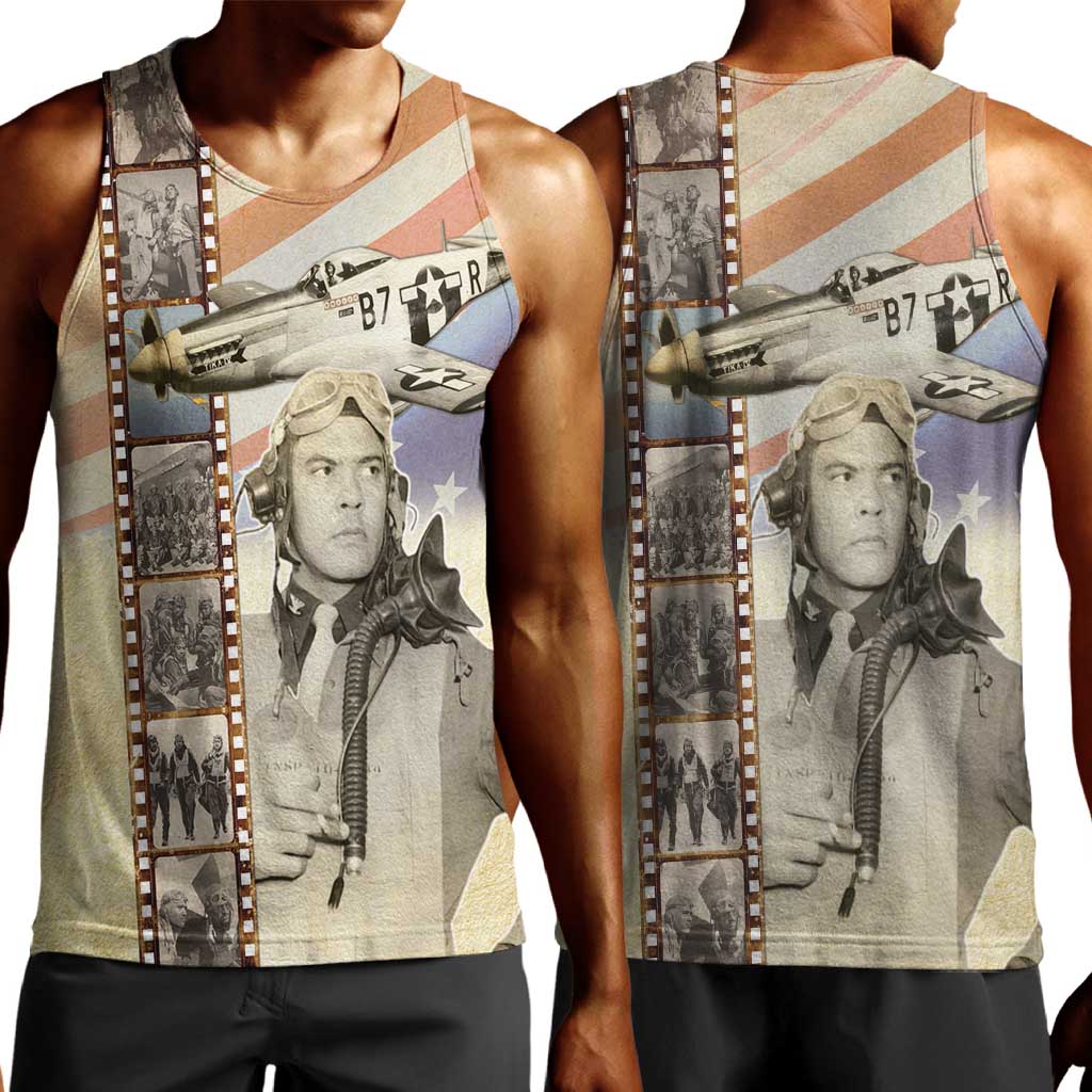 Tuskegee Airmen Men Tank Top Red Tail Legacy Film Striped Style