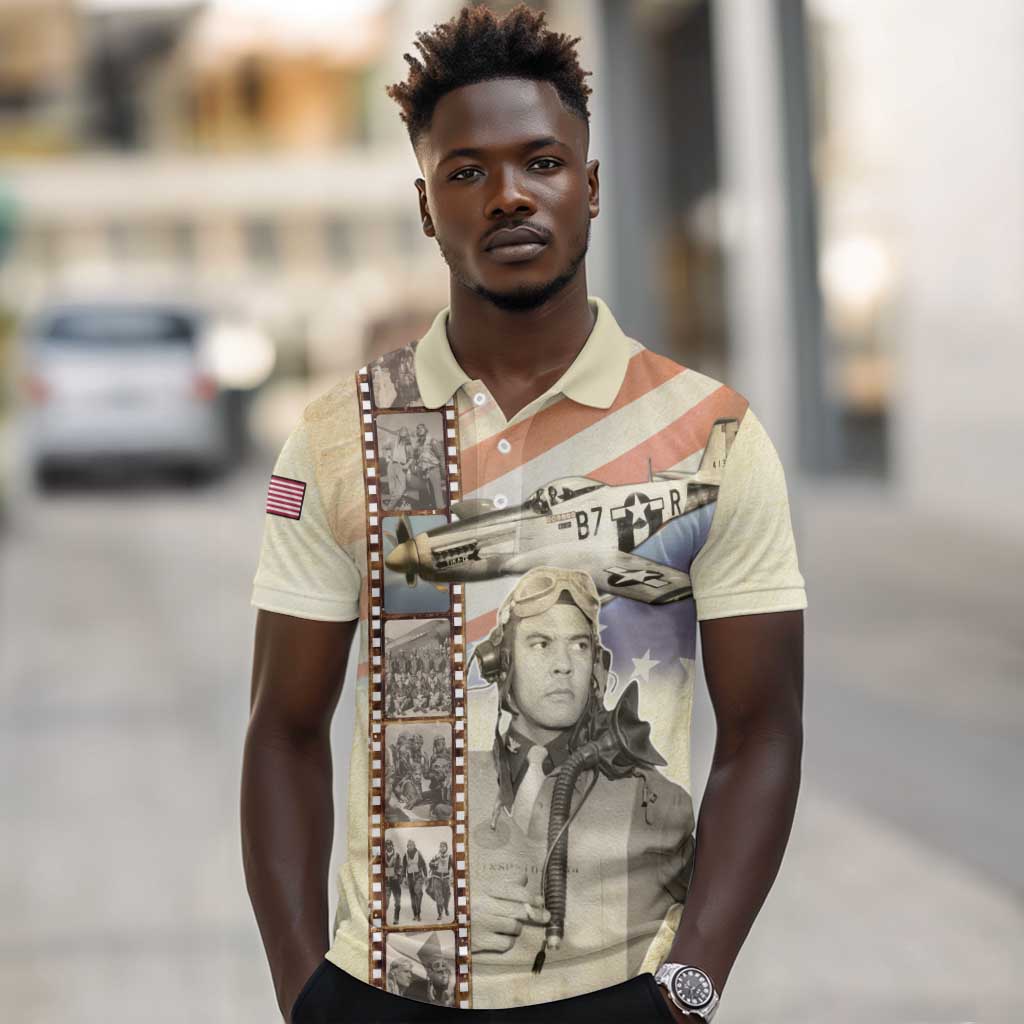 Tuskegee Airmen Polo Shirt Red Tail Legacy Film Striped Style