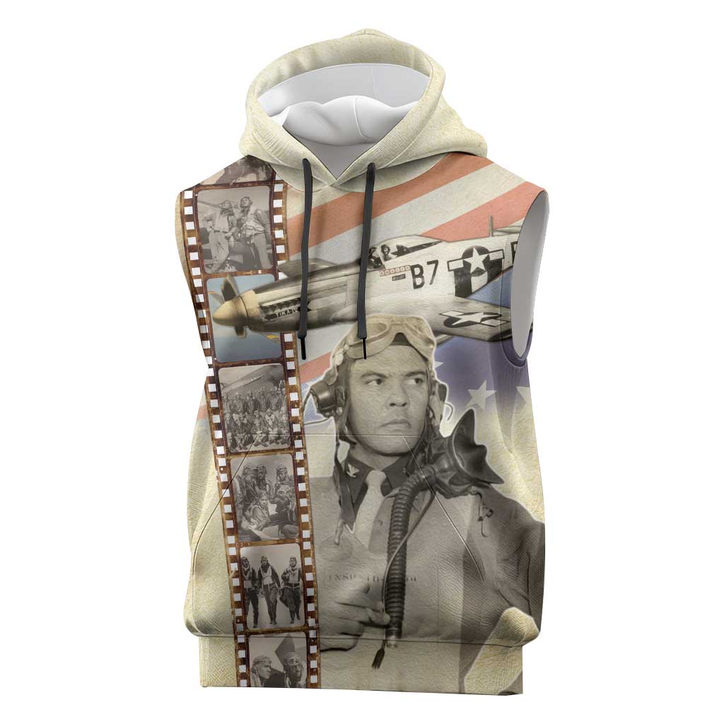 Tuskegee Airmen Sleeveless Hoodie Red Tail Legacy Film Striped Style