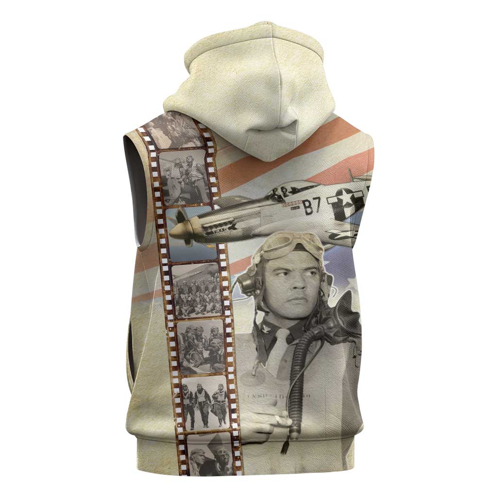 Tuskegee Airmen Sleeveless Hoodie Red Tail Legacy Film Striped Style
