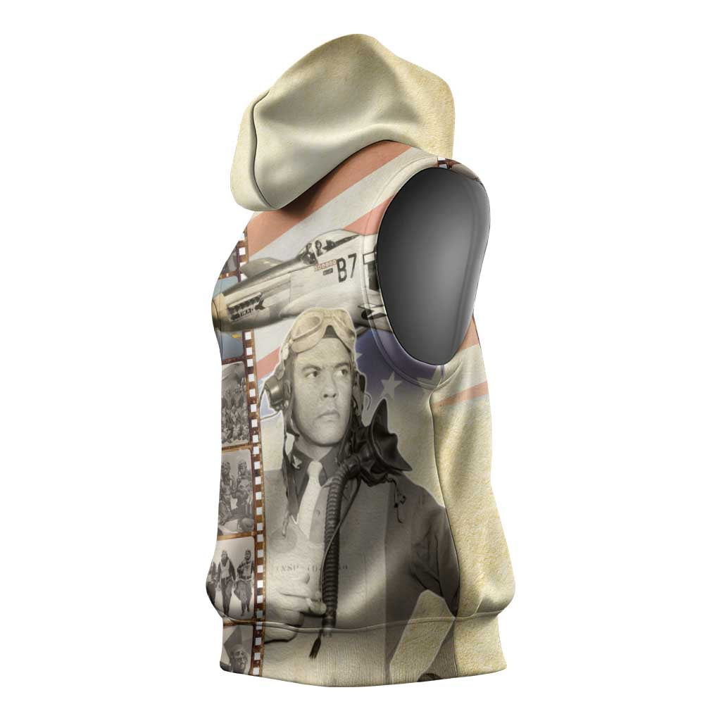 Tuskegee Airmen Sleeveless Hoodie Red Tail Legacy Film Striped Style