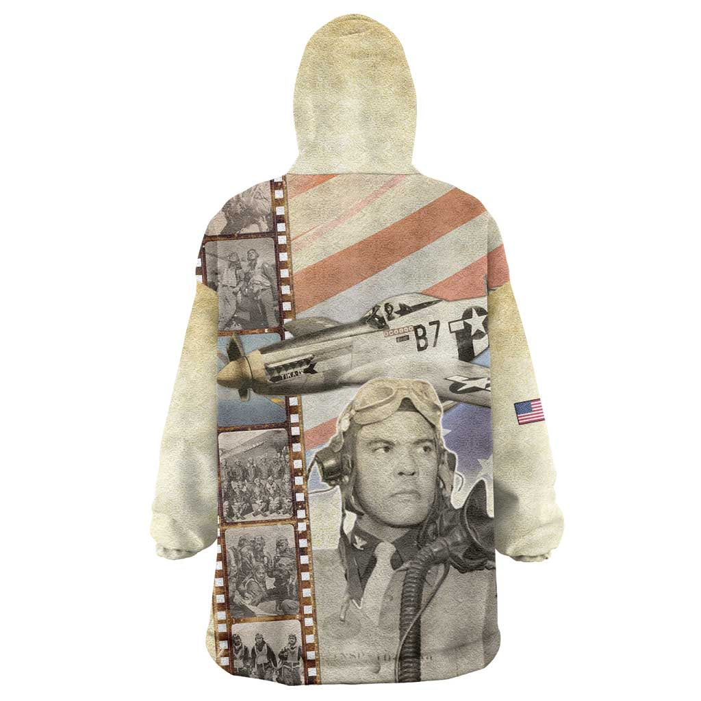 Tuskegee Airmen Wearable Blanket Hoodie Red Tail Legacy Film Striped Style