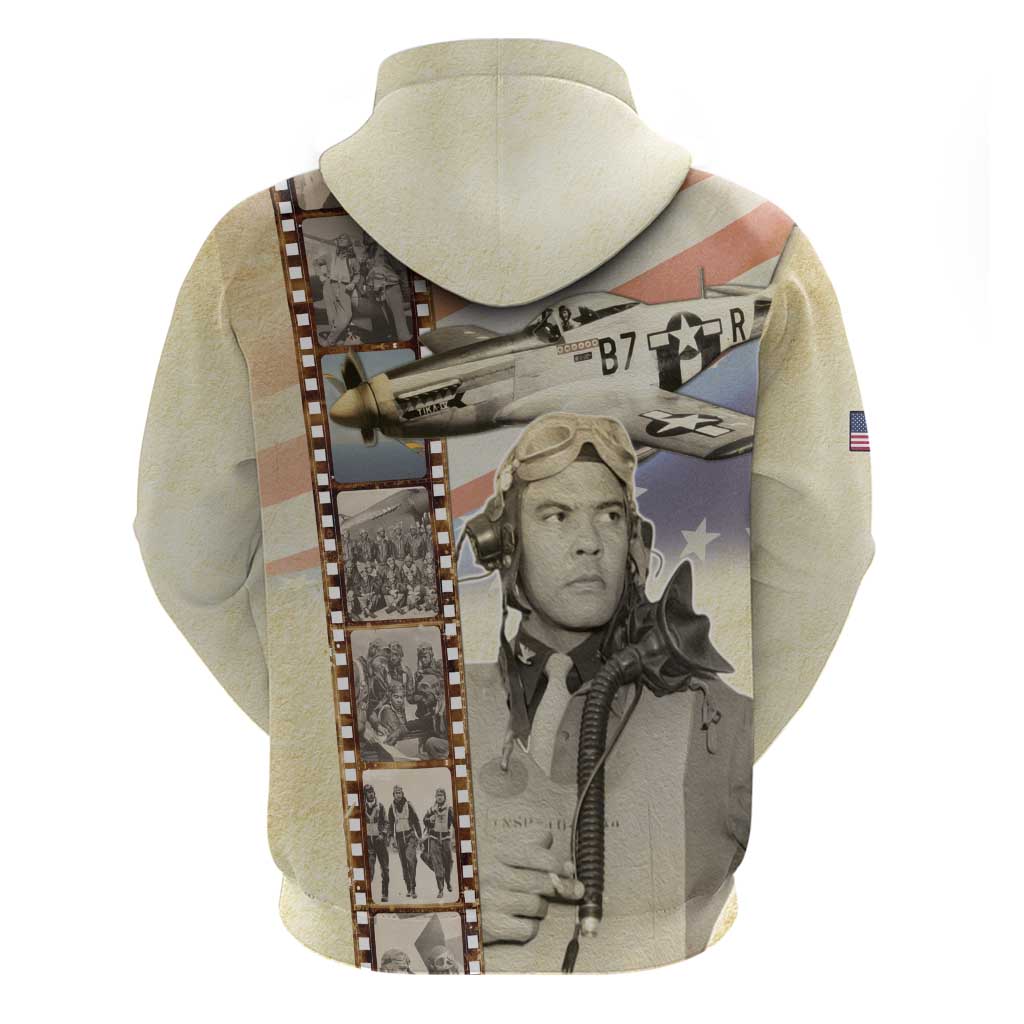 Tuskegee Airmen Zip Hoodie Red Tail Legacy Film Striped Style