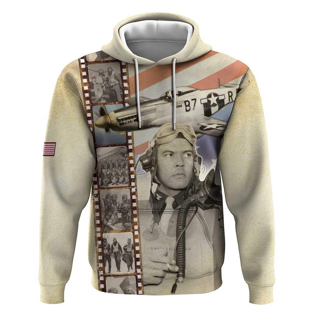 Tuskegee Airmen Zip Hoodie Red Tail Legacy Film Striped Style