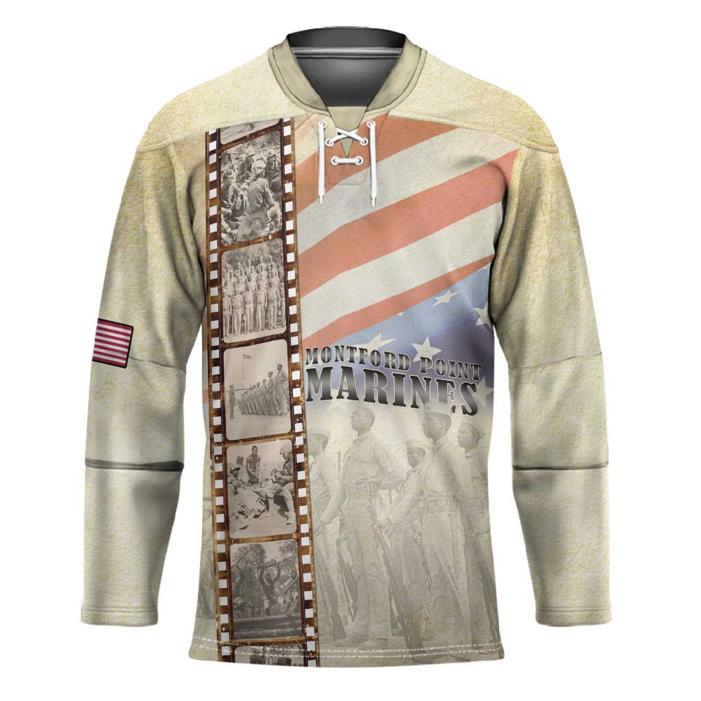 Montford Point Marines Hockey Jersey The First Black US Marines Film Striped Style