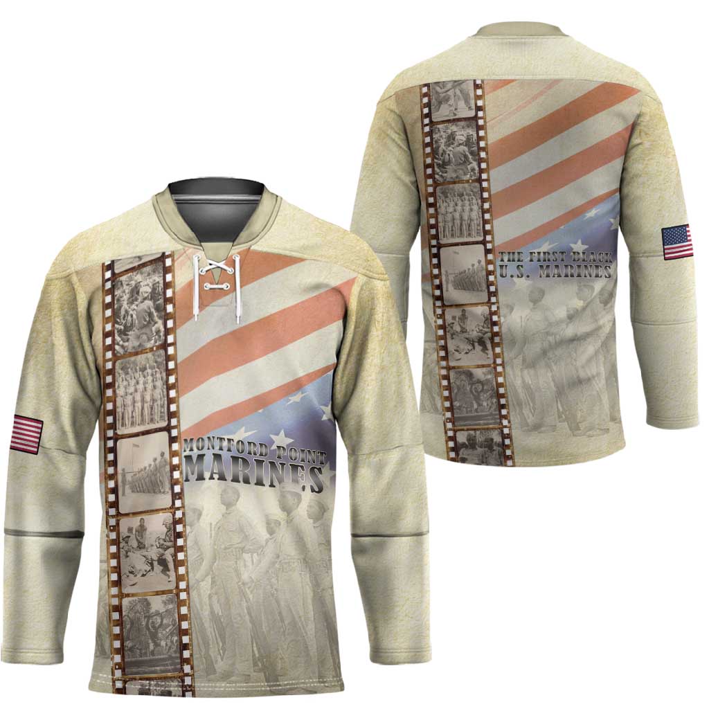 Montford Point Marines Hockey Jersey The First Black US Marines Film Striped Style