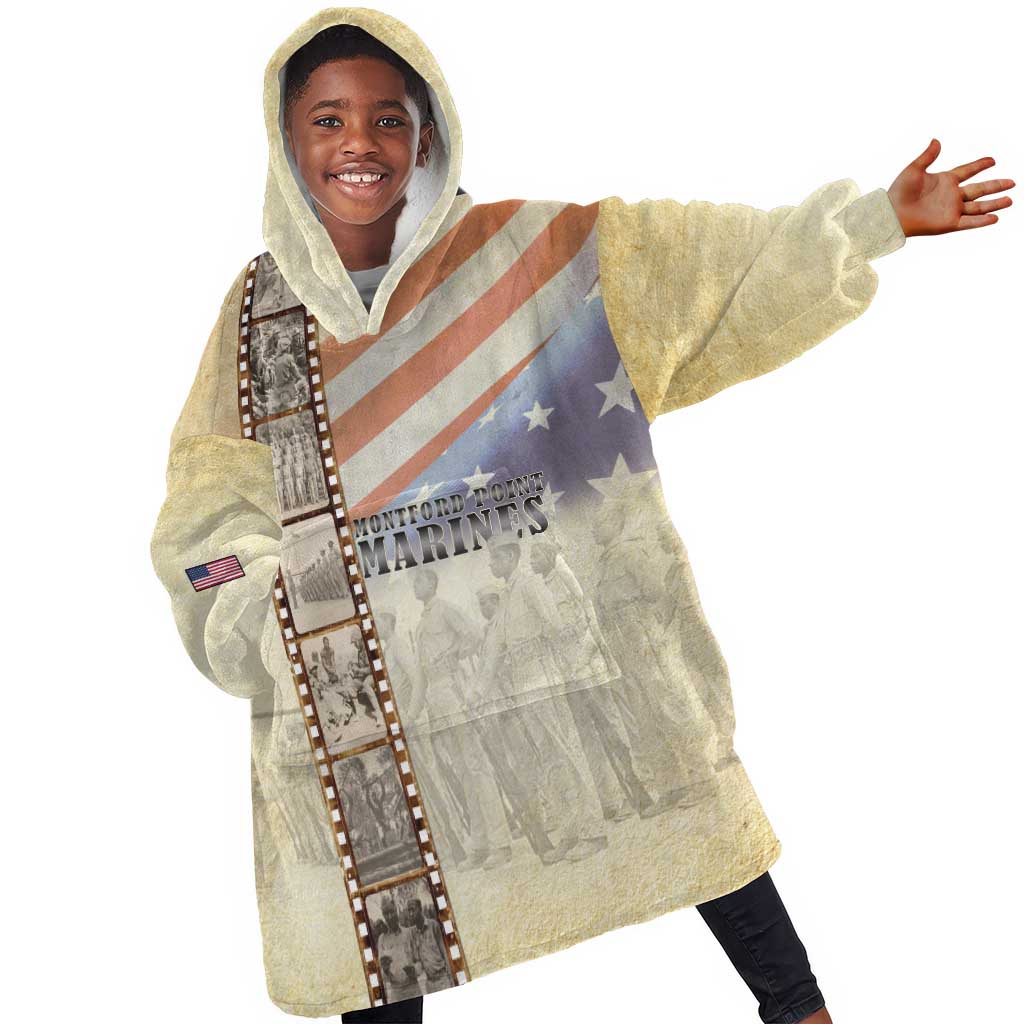 Montford Point Marines Kid Wearable Blanket Hoodie The First Black US Marines Film Striped Style
