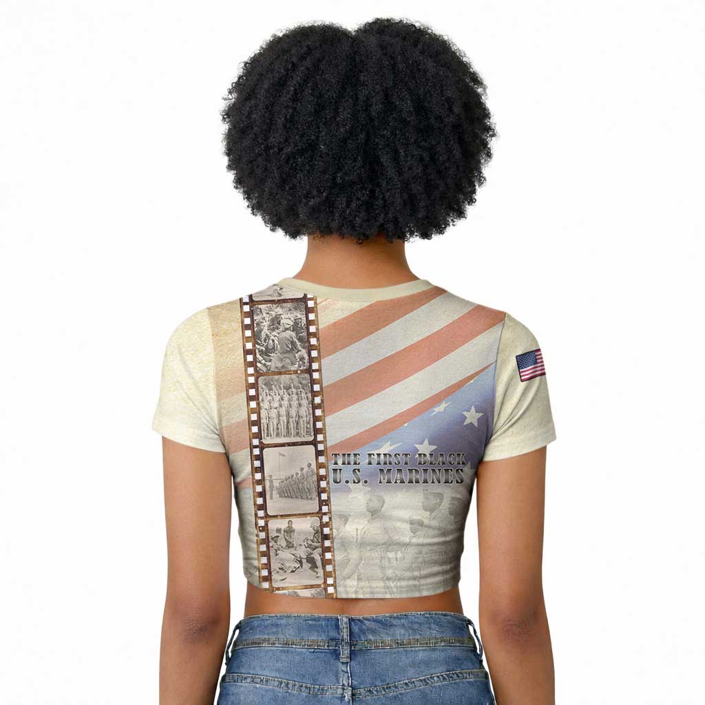 Montford Point Marines Raglan Cropped T shirt The First Black US Marines Film Striped Style
