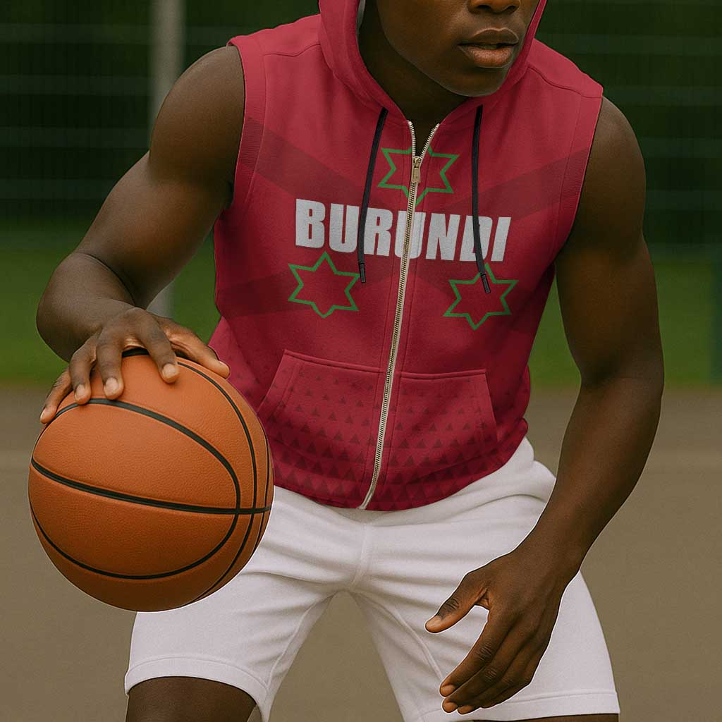 Custom Burundi Football Sleeveless Zip Hoodie Go Intamba Go - African Pride
