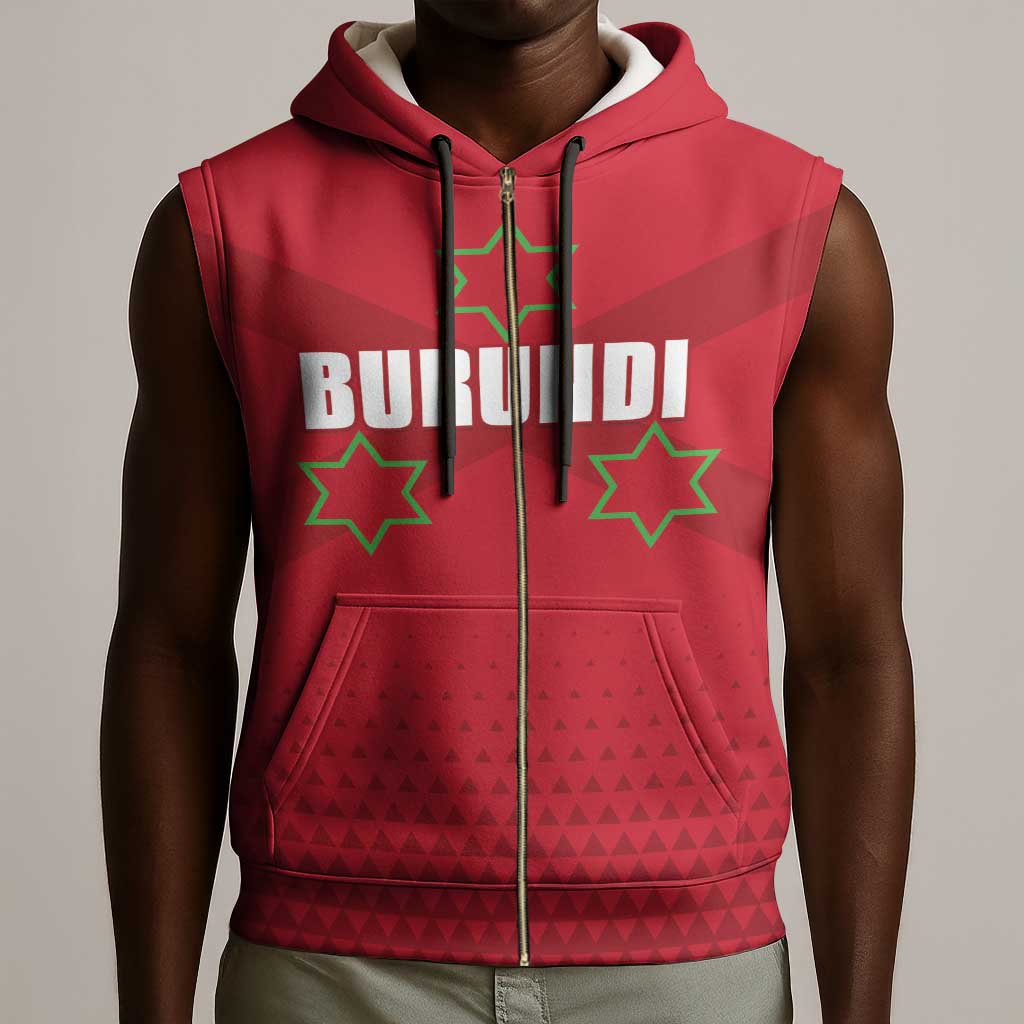 Custom Burundi Football Sleeveless Zip Hoodie Go Intamba Go - African Pride