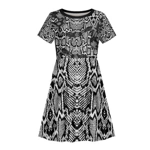 Snake African Skin Animals Pattern Kid Short Sleeve Dress