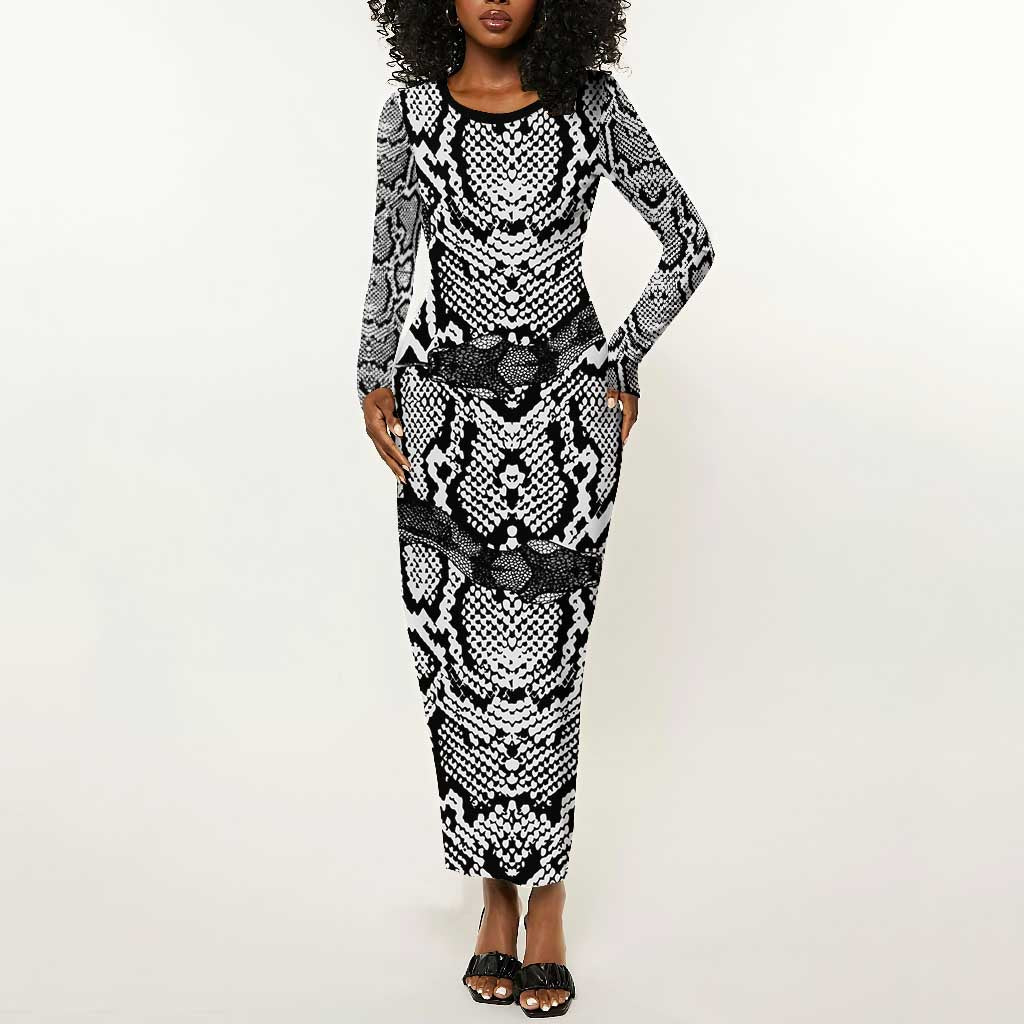 Snake African Skin Animals Pattern Long Sleeve Bodycon Dress LT15