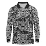 Snake African Skin Animals Pattern Long Sleeve Polo Shirt
