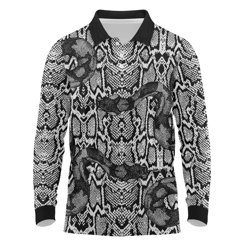 Snake African Skin Animals Pattern Long Sleeve Polo Shirt