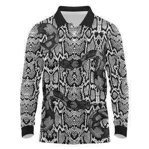 Snake African Skin Animals Pattern Long Sleeve Polo Shirt