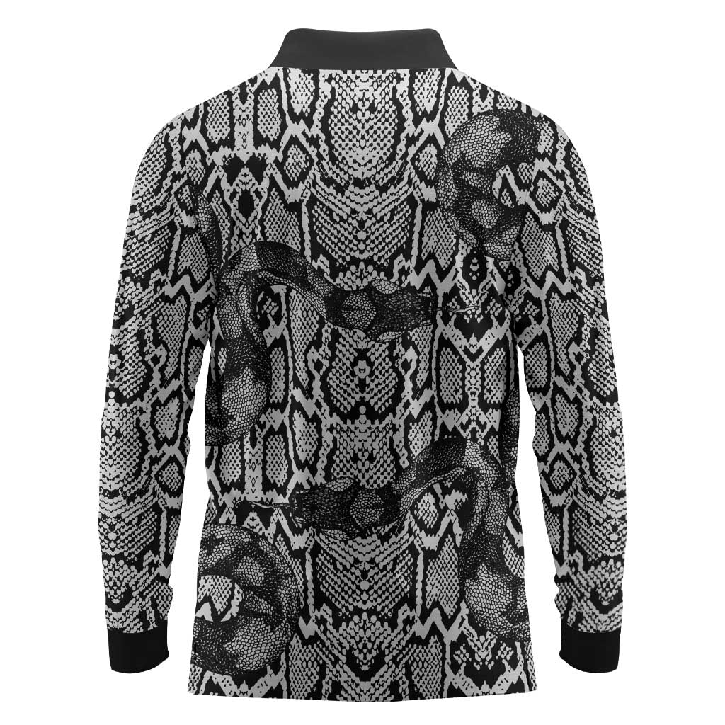 Snake African Skin Animals Pattern Long Sleeve Polo Shirt