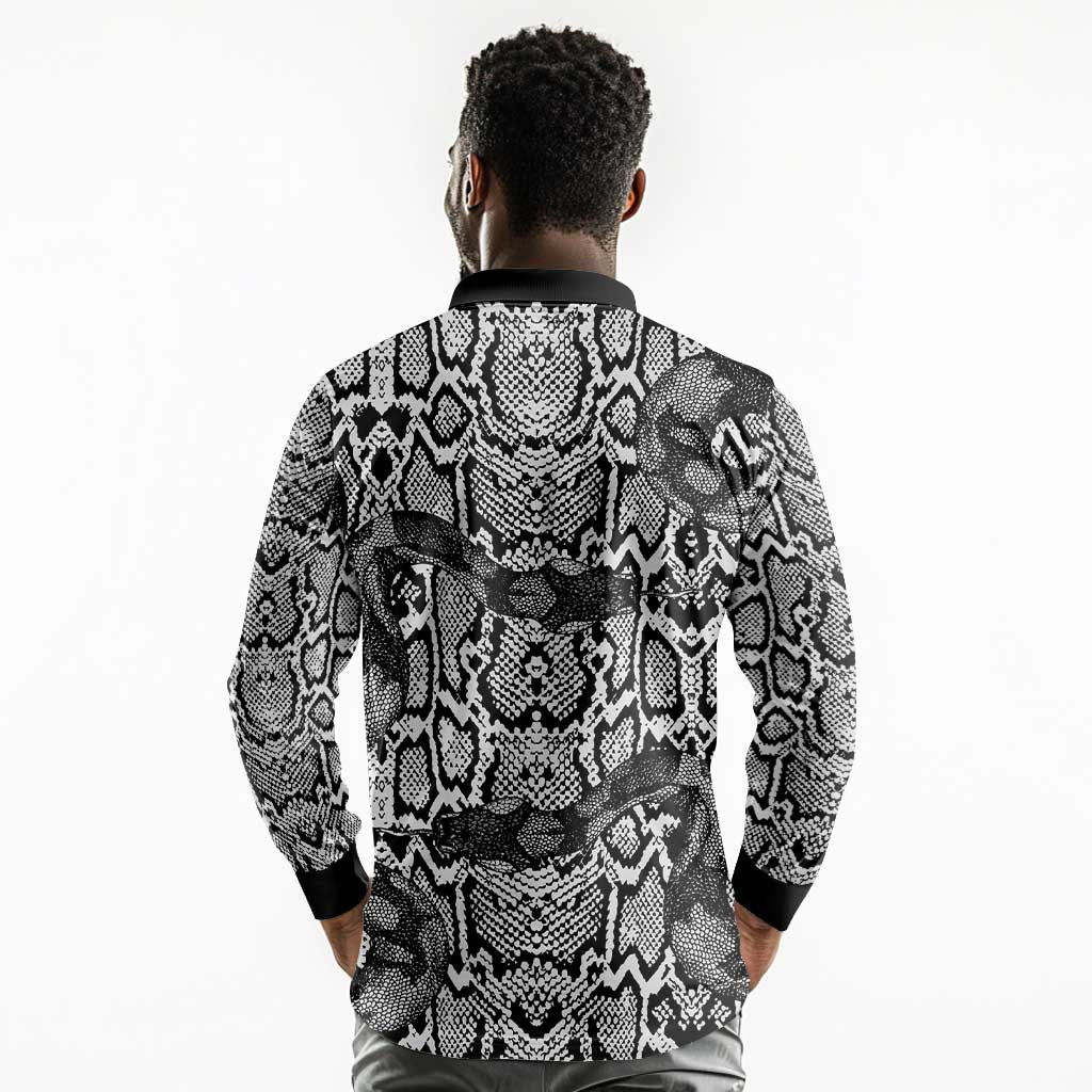 Snake African Skin Animals Pattern Long Sleeve Polo Shirt