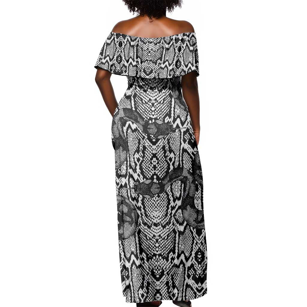 Snake African Skin Animals Pattern Off Shoulder Maxi Dress
