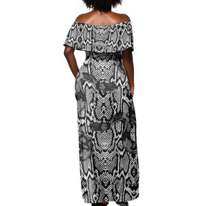 Snake African Skin Animals Pattern Off Shoulder Maxi Dress
