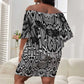 Snake African Skin Animals Pattern Off Shoulder Short Dress
