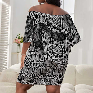 Snake African Skin Animals Pattern Off Shoulder Short Dress